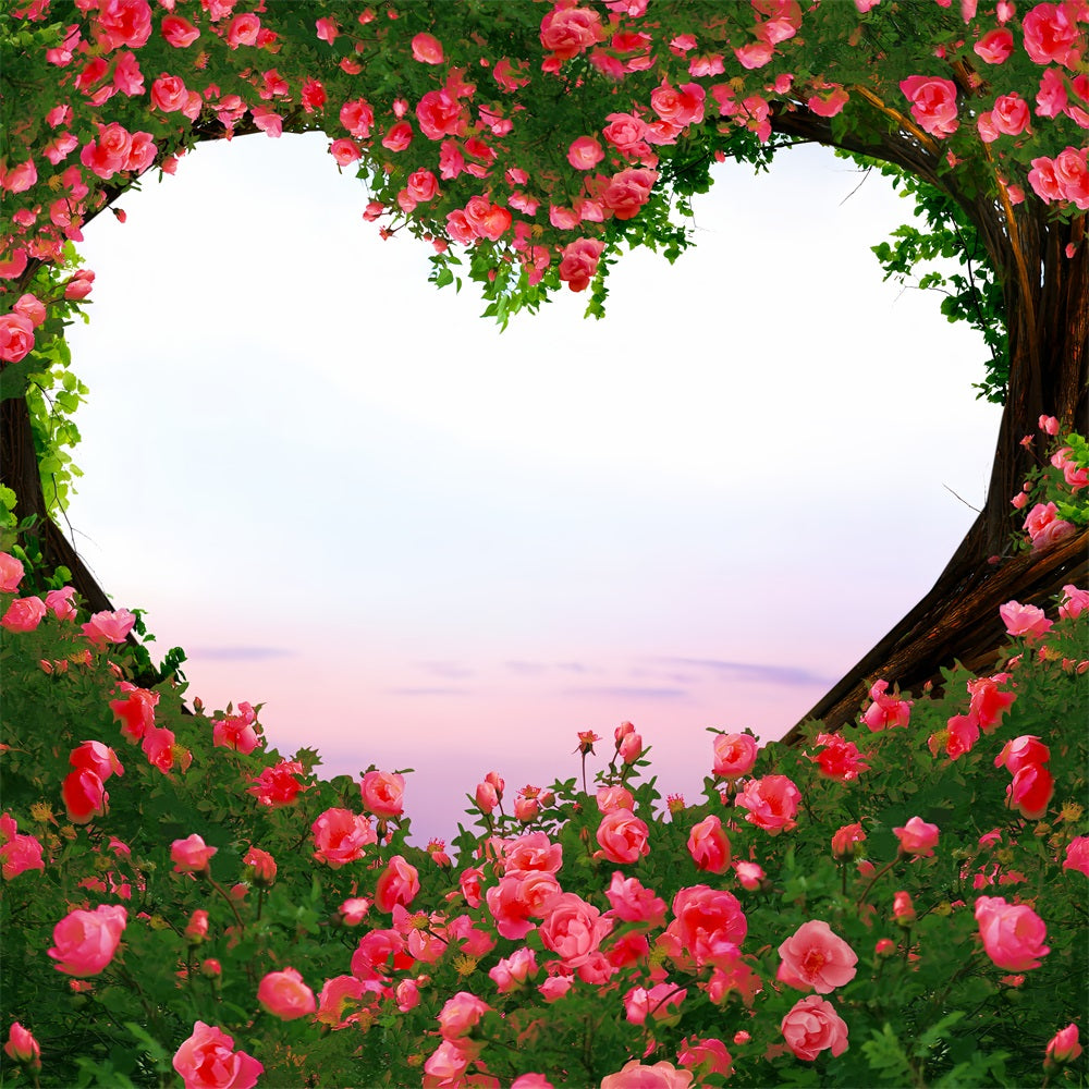 Valentine Backdrops Photography Dreamy Sunset Rose Heart Backdrop UK BRP1-103