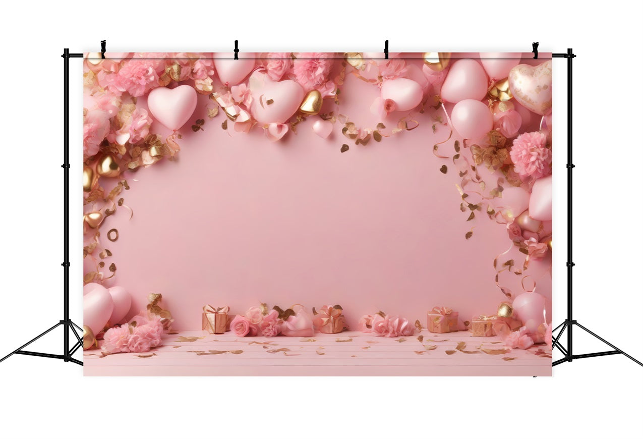 Backdrops Valentines Pink Balloons Romantic Flower Backdrop UK BRP1-104