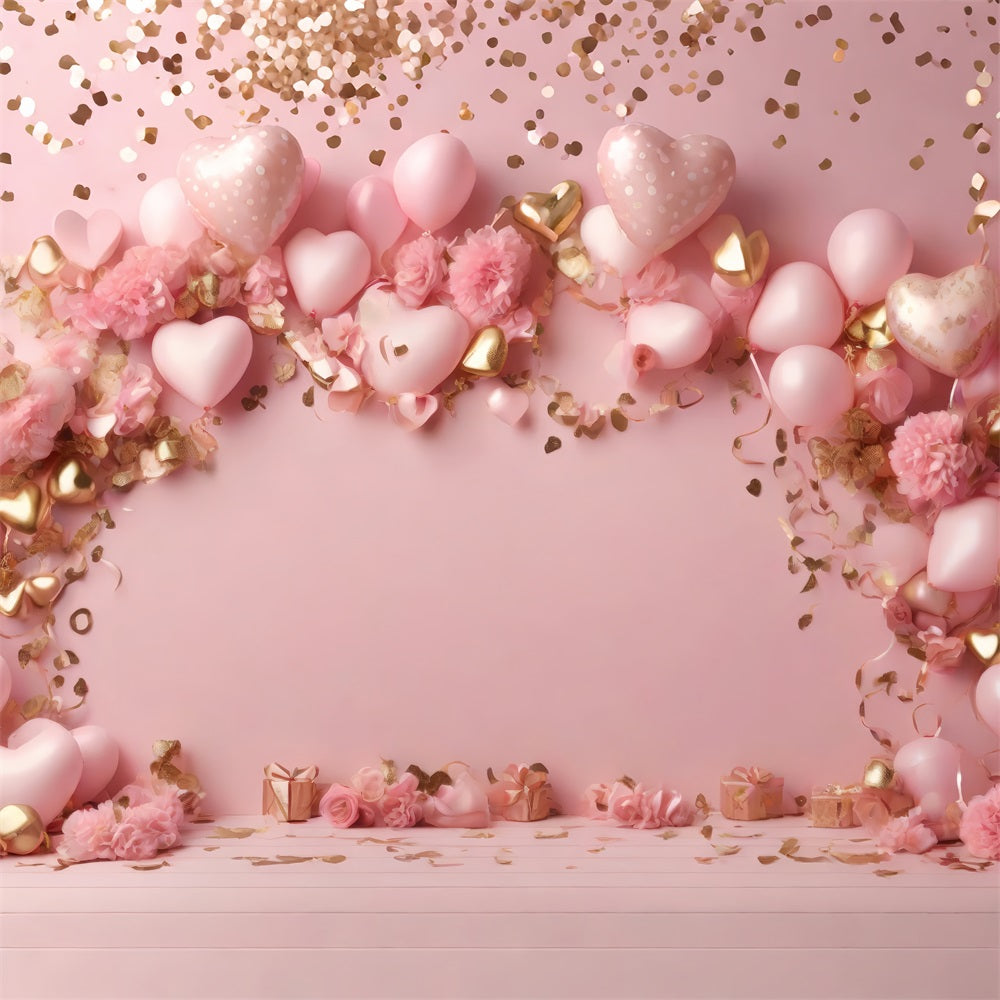 Backdrops Valentines Pink Balloons Romantic Flower Backdrop UK BRP1-104