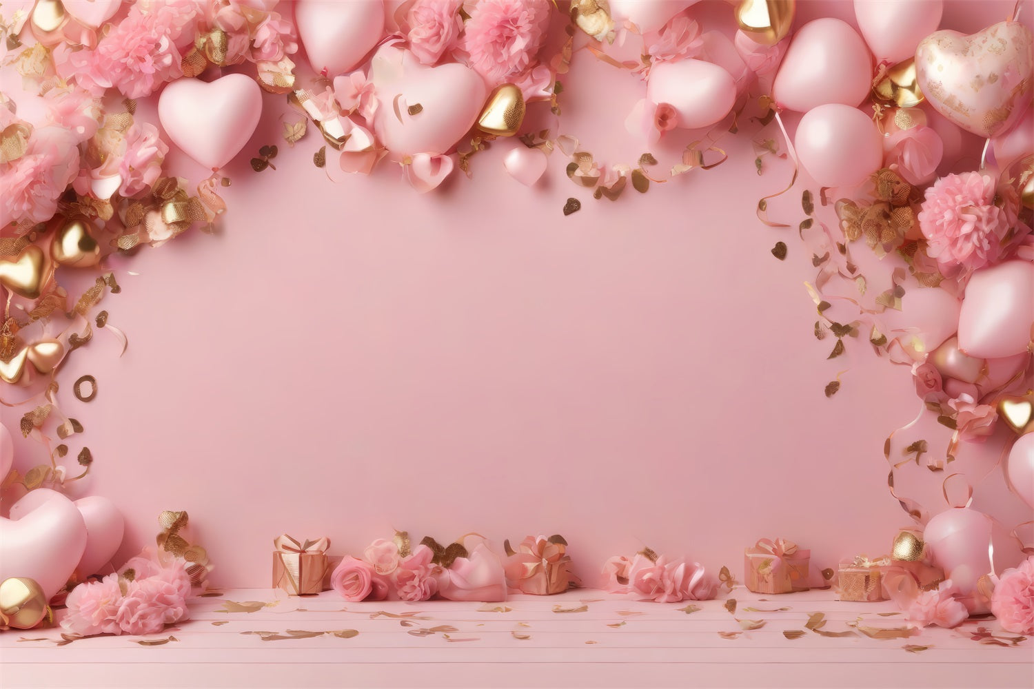 Backdrops Valentines Pink Balloons Romantic Flower Backdrop UK BRP1-104