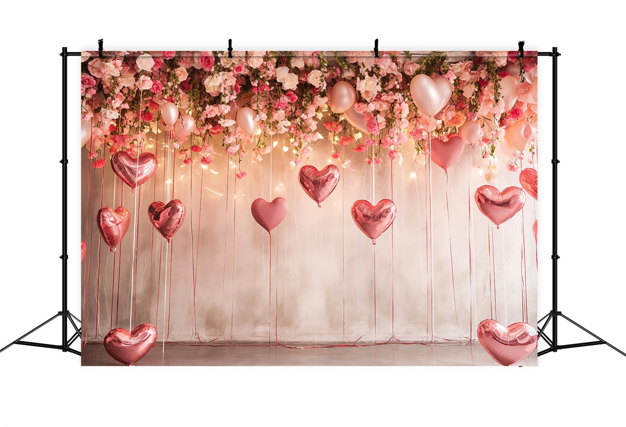 Valentine Backdrop Ideas Romantic Floral Balloon Glow Backdrop UK BRP1-108