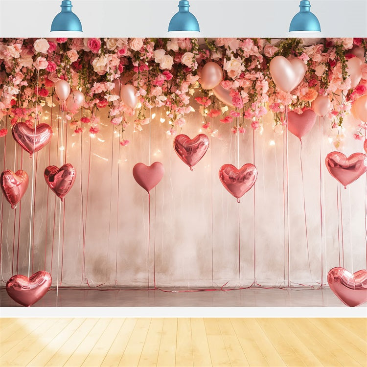 Valentine Backdrop Ideas Romantic Floral Balloon Glow Backdrop UK BRP1-108