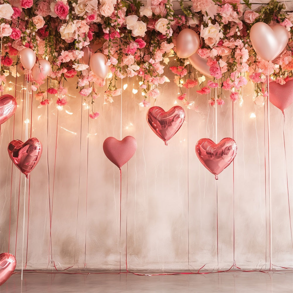 Valentine Backdrop Ideas Romantic Floral Balloon Glow Backdrop UK BRP1-108