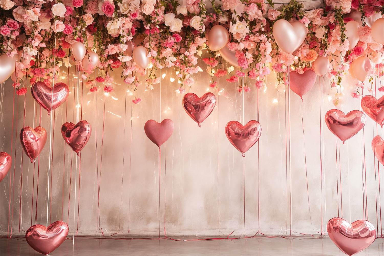 Valentine Backdrop Ideas Romantic Floral Balloon Glow Backdrop UK BRP1-108