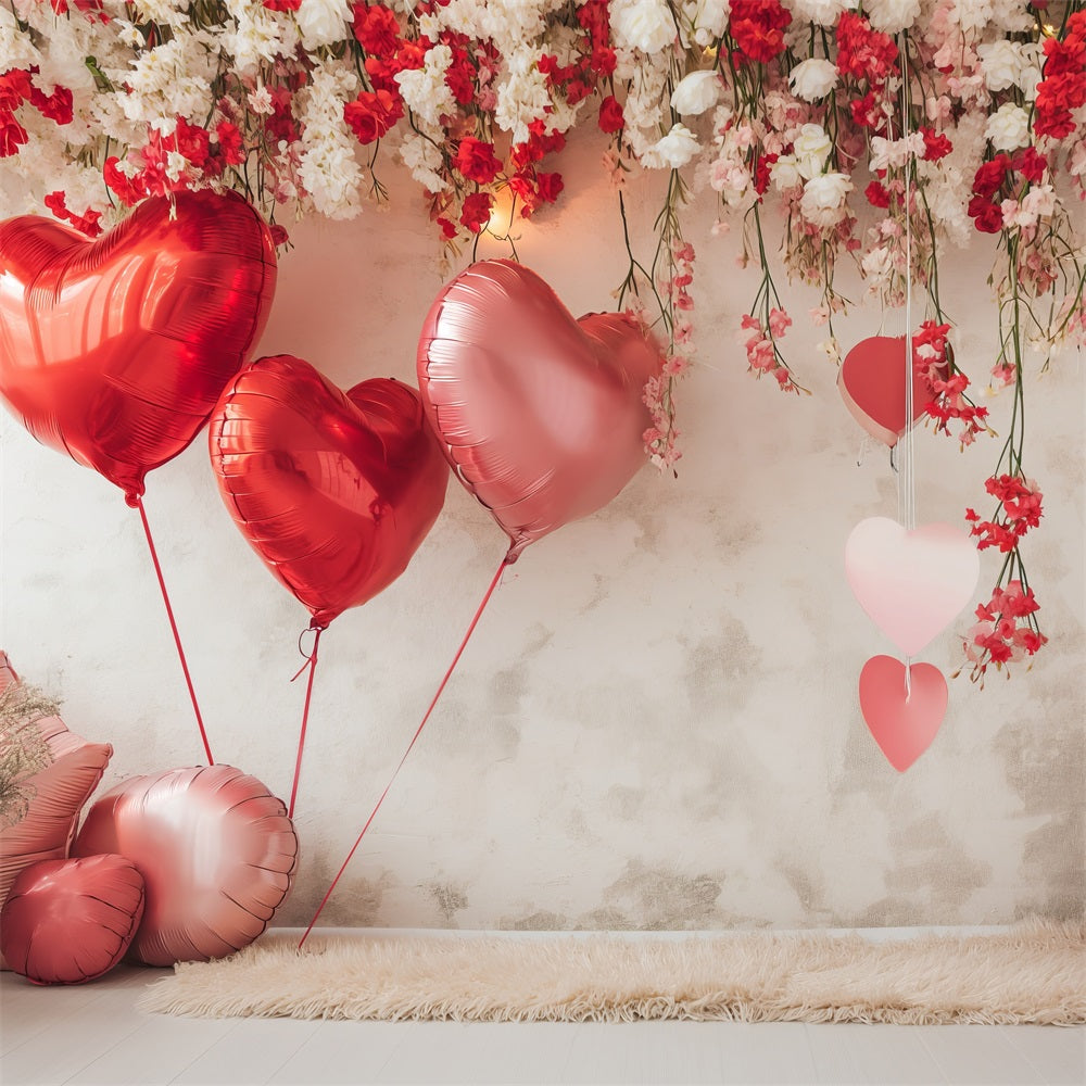 Valentine Photography Backdrop Heart Balloon Floral Backdrop UK BRP1-109