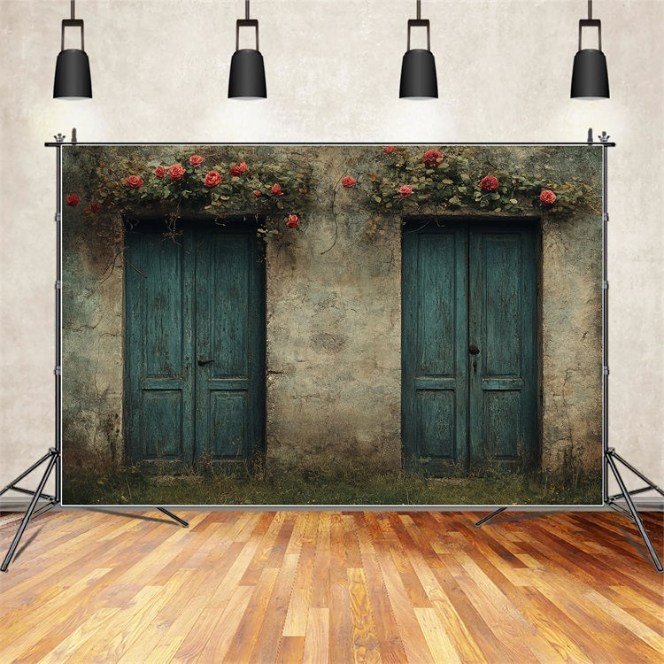 Spring Backdrop Ideas Vintage Double Door Floral Backdrop UK BRP1-11