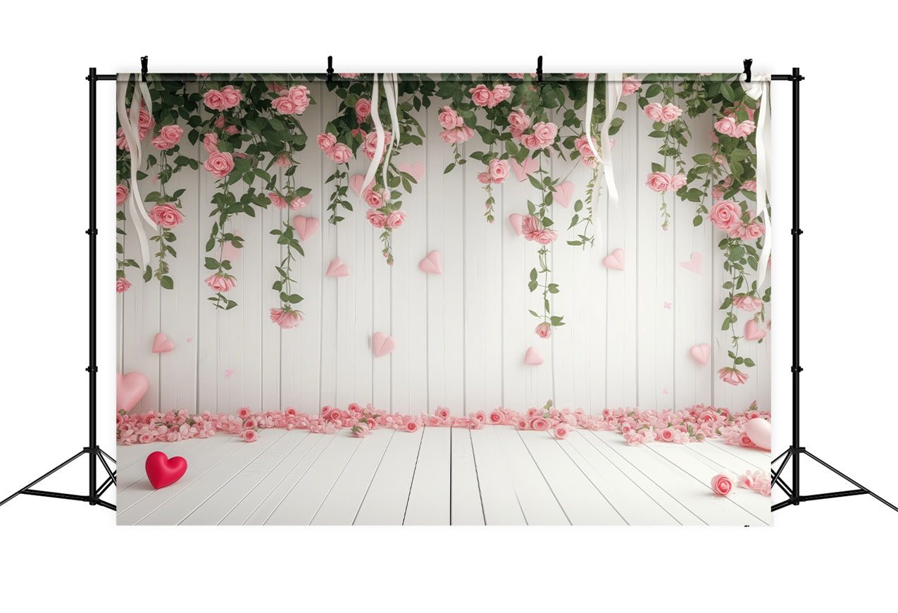 Valentine Backdrop Delicate Floral Hearts Romance Backdrop UK BRP1-110