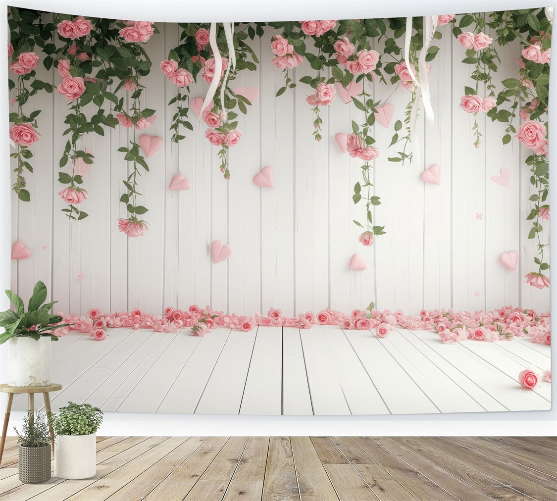 Valentine Backdrop Delicate Floral Hearts Romance Backdrop UK BRP1-110