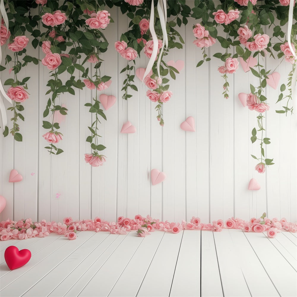 Valentine Backdrop Delicate Floral Hearts Romance Backdrop UK BRP1-110