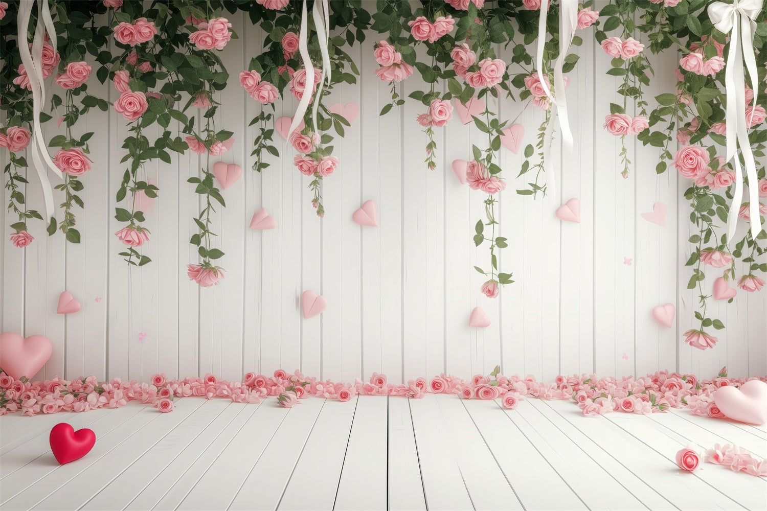 Valentine Backdrop Delicate Floral Hearts Romance Backdrop UK BRP1-110