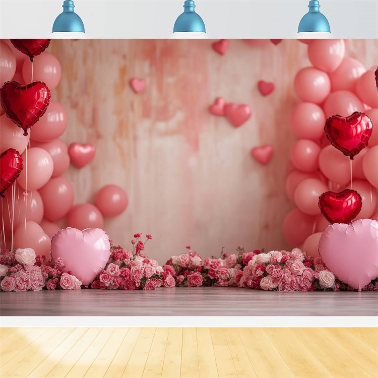 Valentine Backdrop Photography Blush Pink Balloons Rose Backdrop UK BRP1-116