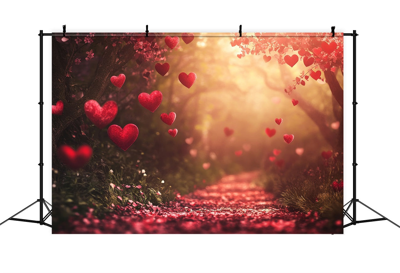 Valentine Photography Backdrop Red Hearts Pathway Backdrop UK BRP1-119