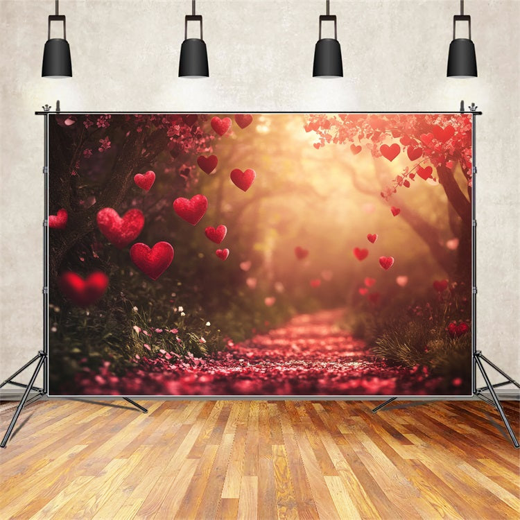 Valentine Photography Backdrop Red Hearts Pathway Backdrop UK BRP1-119