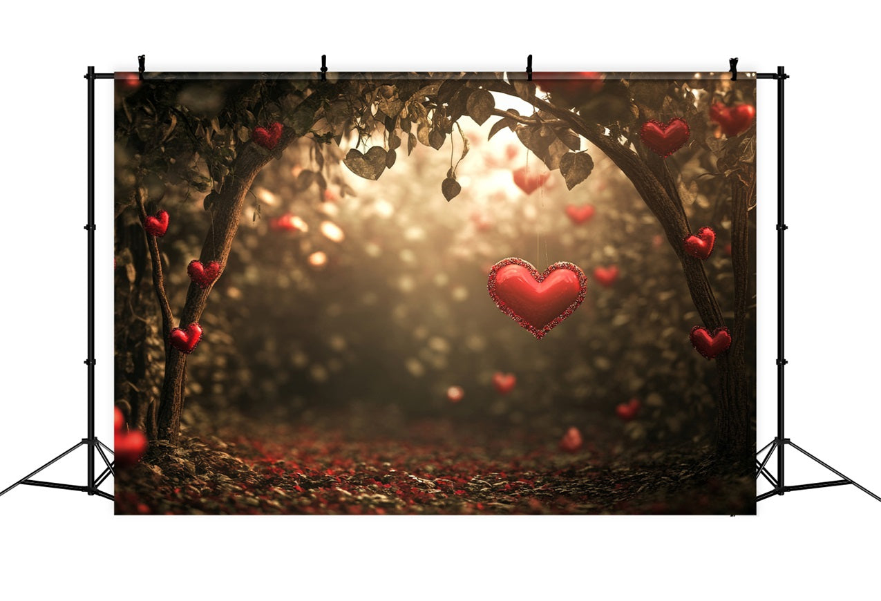 Valentine Theme Backdrop Twilight Forest Red Hearts Backdrop UK BRP1-120