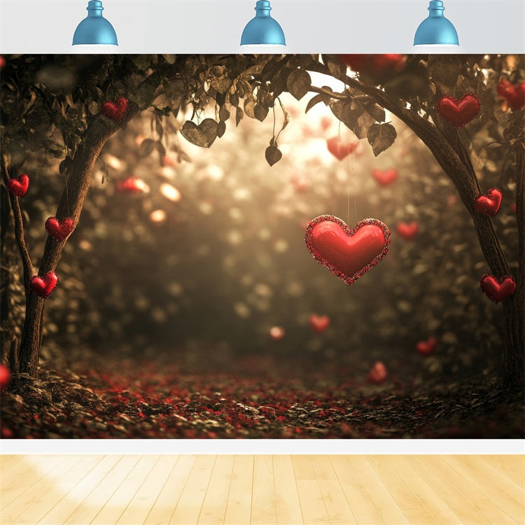 Valentine Theme Backdrop Twilight Forest Red Hearts Backdrop UK BRP1-120