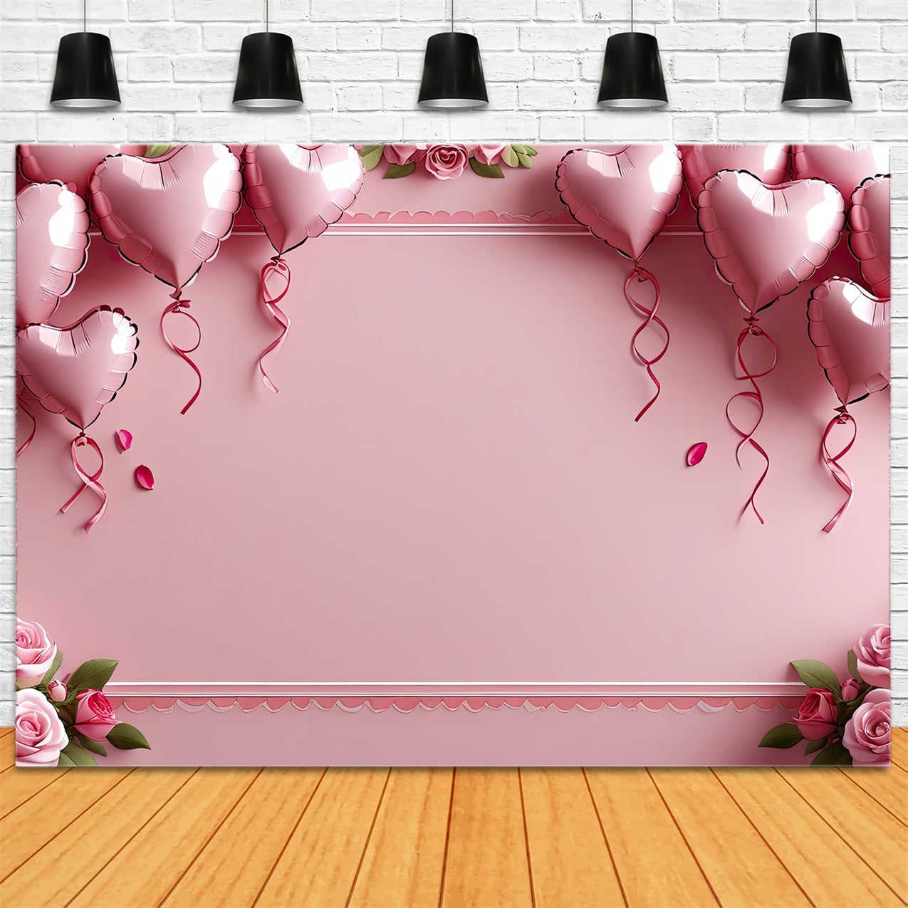 Valentine's Day Backdrop Graceful Pink Balloons Rose Backdrop UK BRP1-121