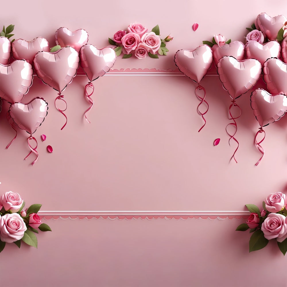 Valentine's Day Backdrop Graceful Pink Balloons Rose Backdrop UK BRP1-121