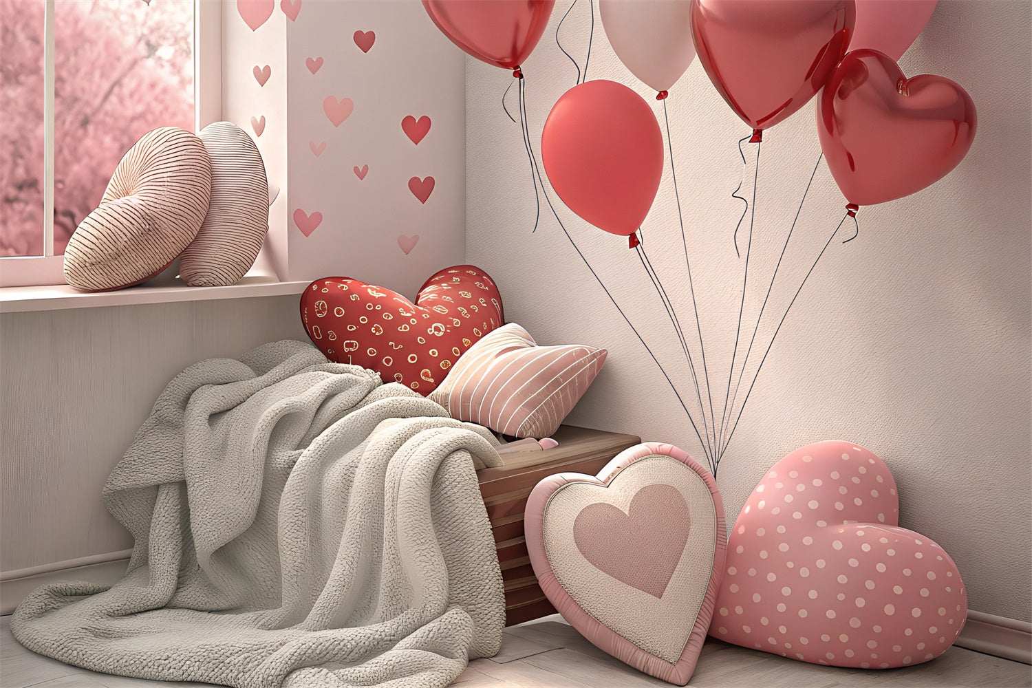 Valentine Backdrop Romantic Heart Decor Bedroom Backdrop UK BRP1-123