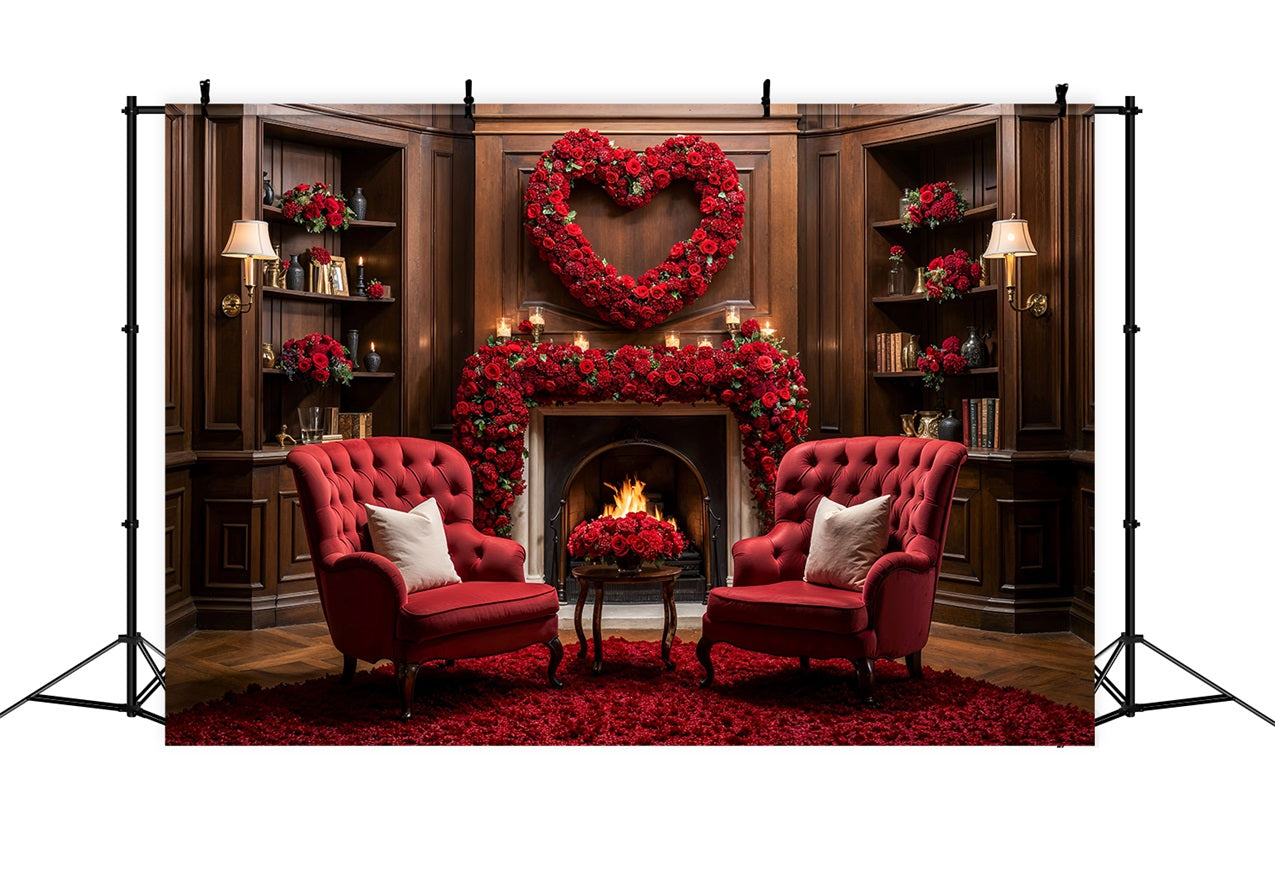 Valentine Backdrop Ideas Red Roses Heart Fireplace Backdrop UK BRP1-125