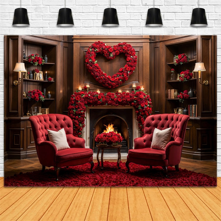 Valentine Backdrop Ideas Red Roses Heart Fireplace Backdrop UK BRP1-125