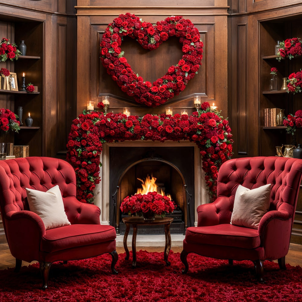 Valentine Backdrop Ideas Red Roses Heart Fireplace Backdrop UK BRP1-125