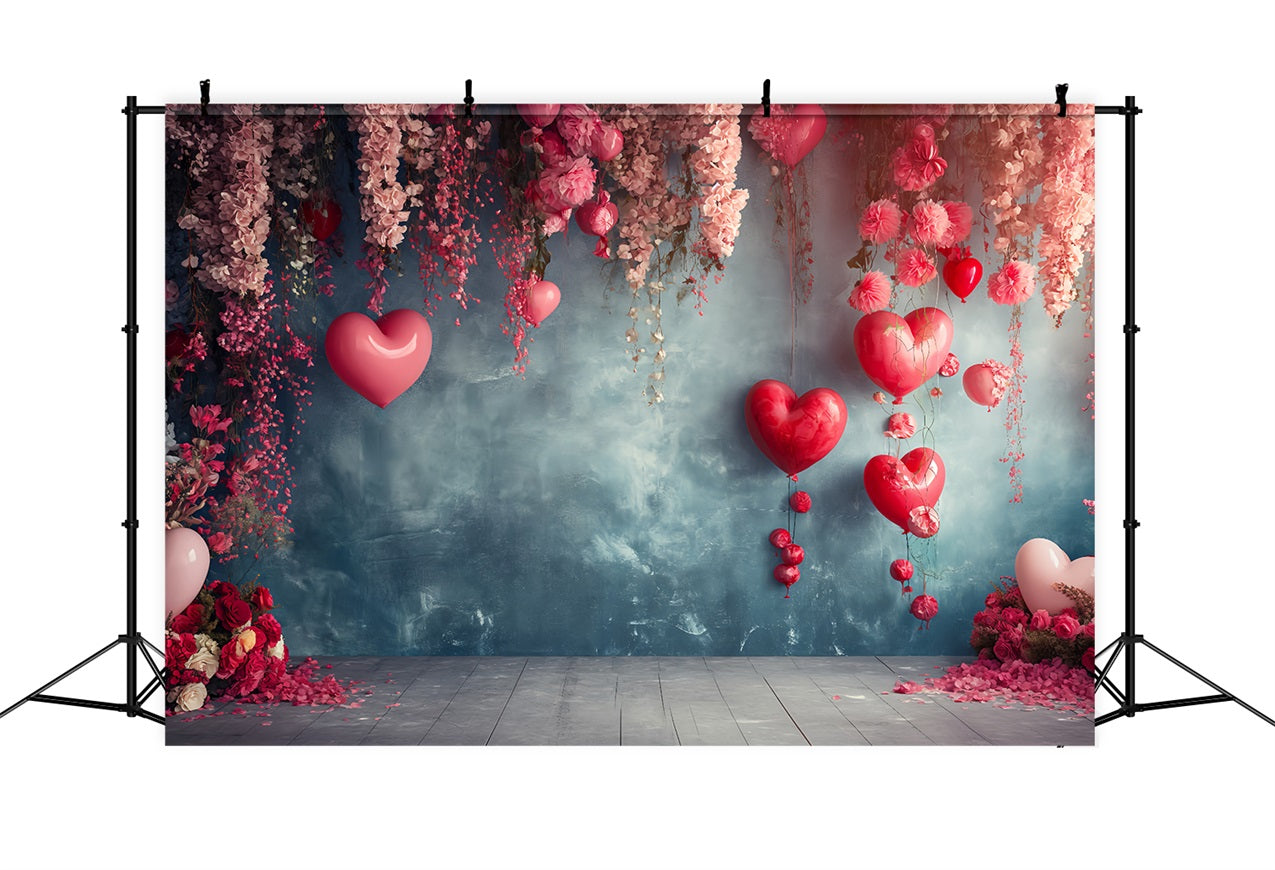 Valentine's Day Photography Backdrop Hanging Balloons Flower Backdrop UK BRP1-128