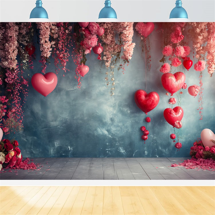 Valentine's Day Photography Backdrop Hanging Balloons Flower Backdrop UK BRP1-128