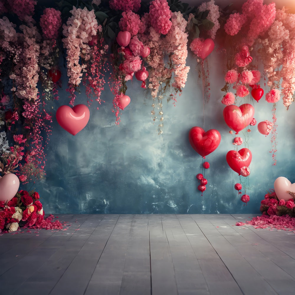 Valentine's Day Photography Backdrop Hanging Balloons Flower Backdrop UK BRP1-128