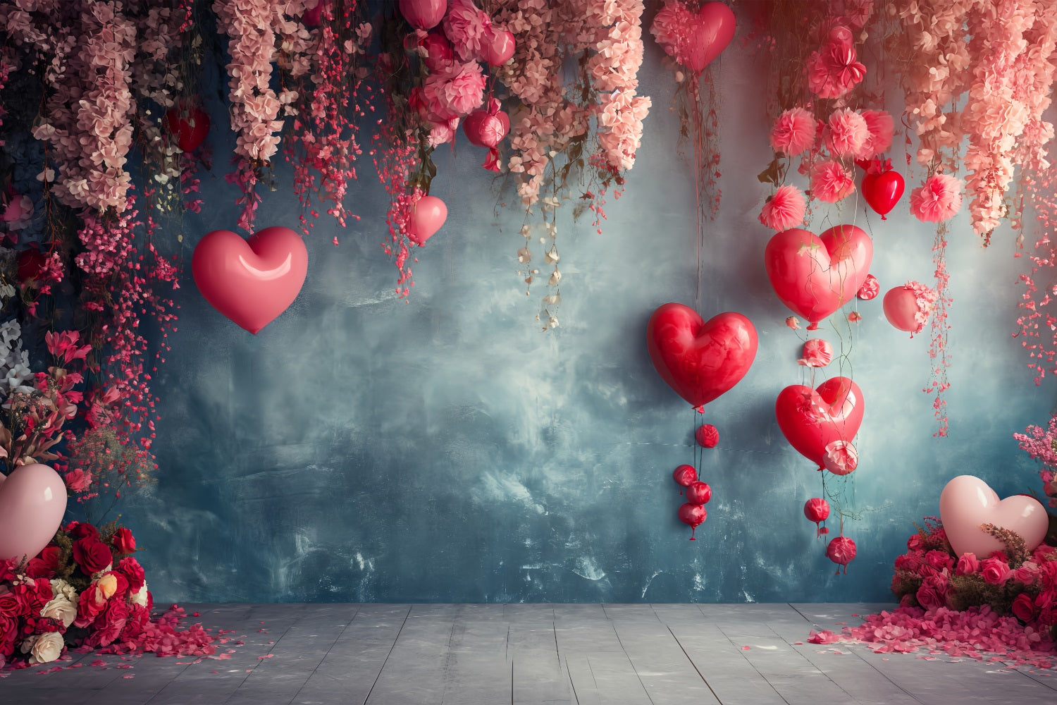 Valentine's Day Photography Backdrop Hanging Balloons Flower Backdrop UK BRP1-128