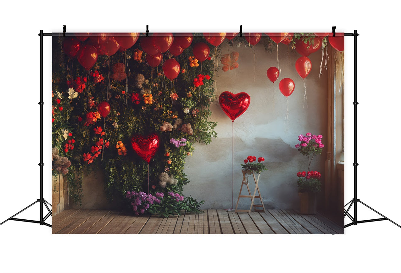 Valentine Backdrops Photography Floral Heart Balloon Scene Backdrop UK BRP1-130