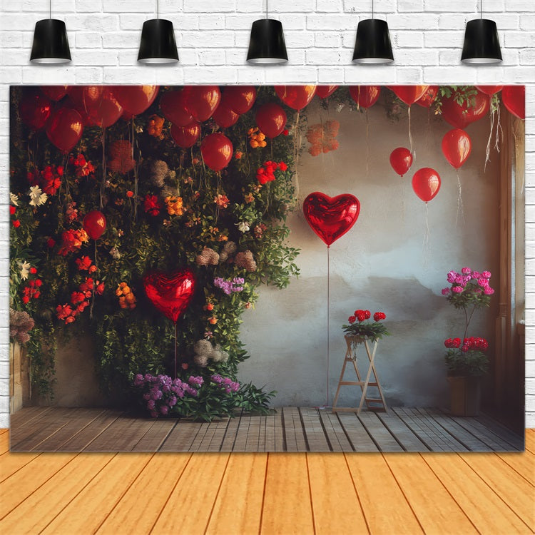 Valentine Backdrops Photography Floral Heart Balloon Scene Backdrop UK BRP1-130