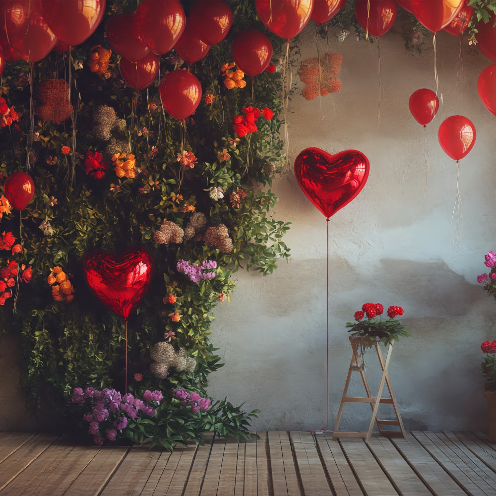 Valentine Backdrops Photography Floral Heart Balloon Scene Backdrop UK BRP1-130