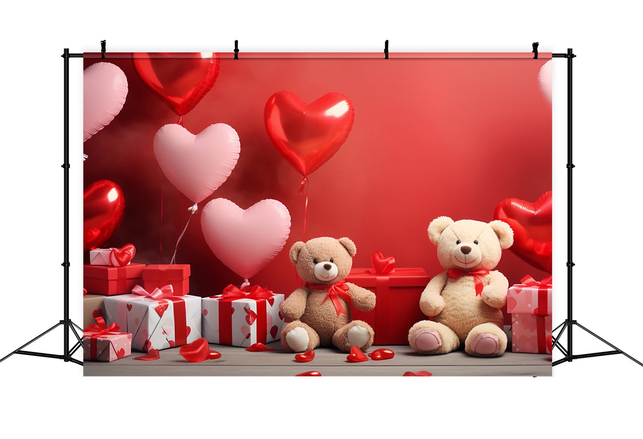 Valentine Backdrop Photography Red Heart Balloons Teddy Backdrop UK BRP1-132