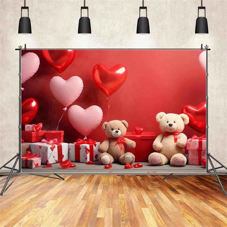 Valentine Backdrop Photography Red Heart Balloons Teddy Backdrop UK BRP1-132