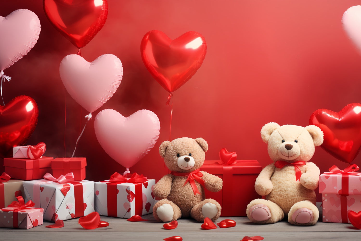 Valentine Backdrop Photography Red Heart Balloons Teddy Backdrop UK BRP1-132