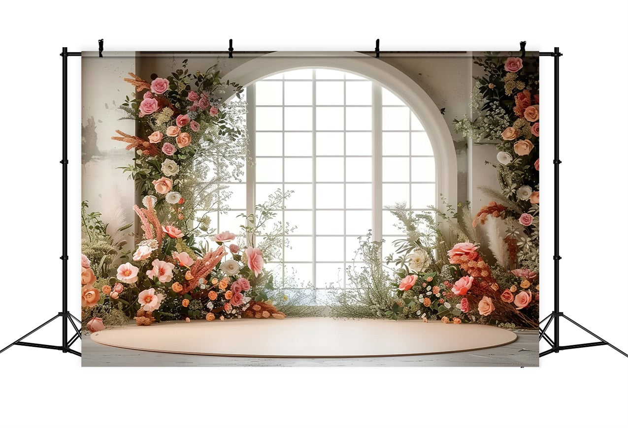 Valentine's Photo Backdrop Floral Arch Window Backdrop UK BRP1-134