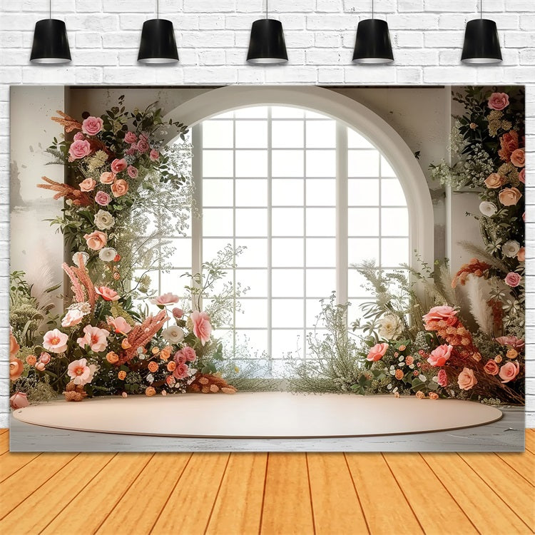 Valentine's Photo Backdrop Floral Arch Window Backdrop UK BRP1-134