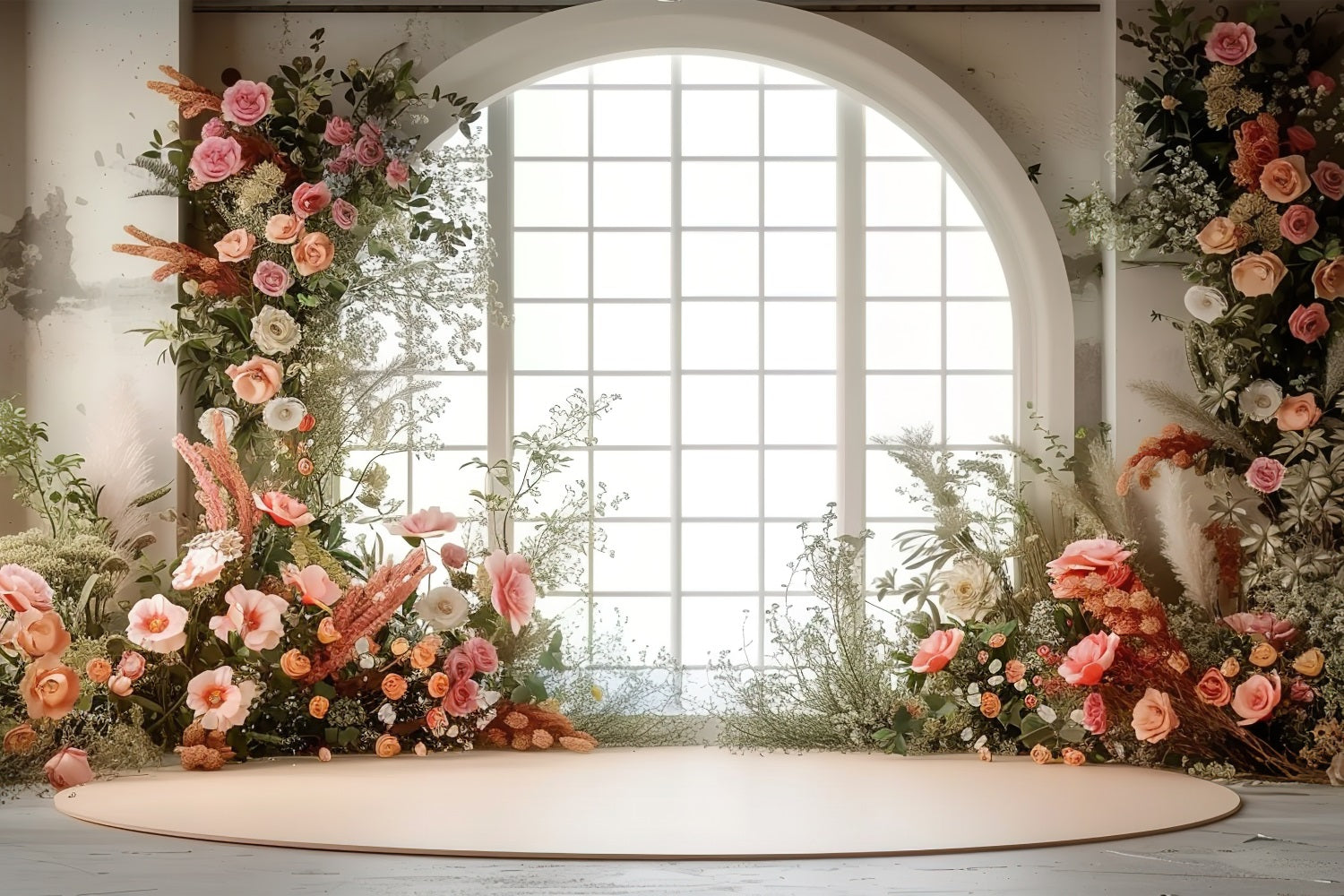 Valentine's Photo Backdrop Floral Arch Window Backdrop UK BRP1-134