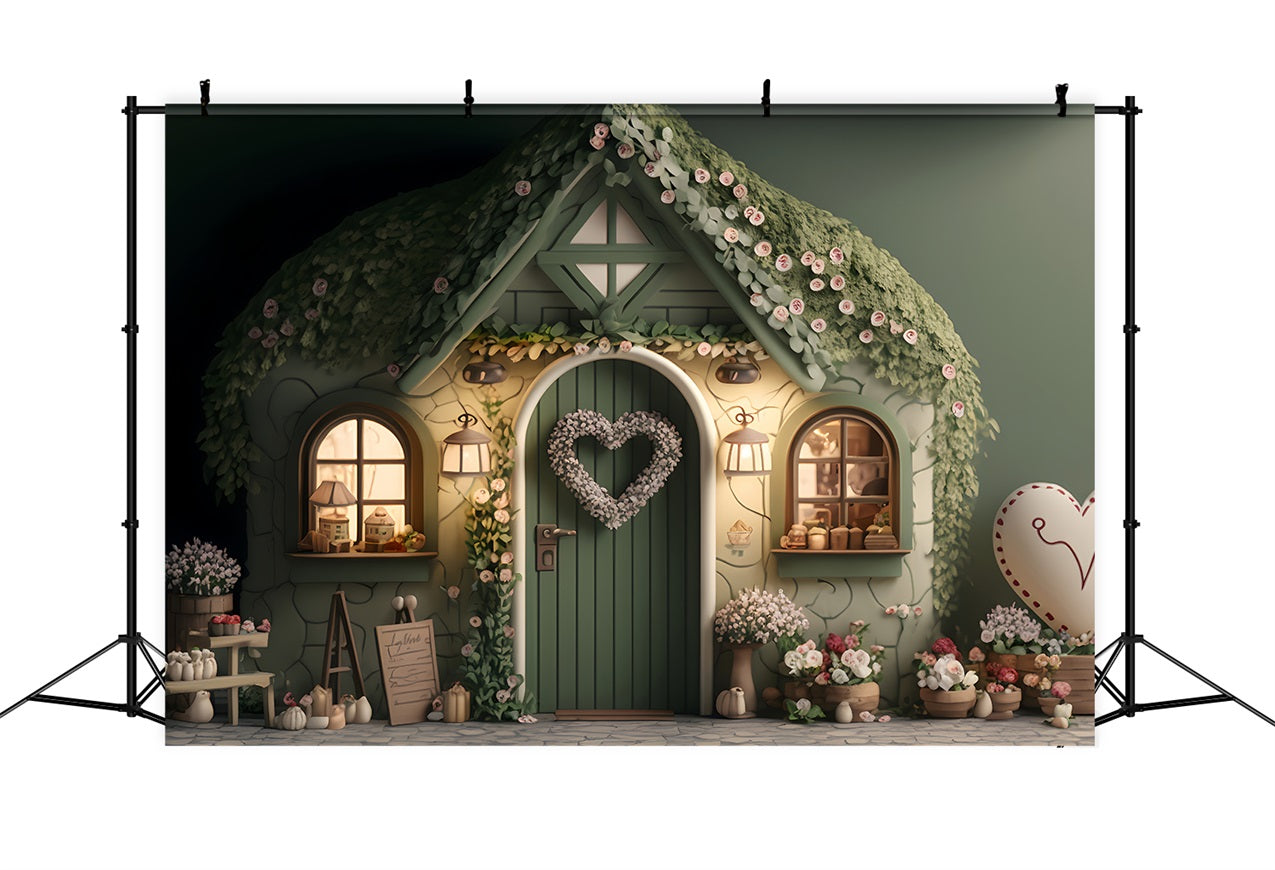 Valentines Photo Backdrop Ideas Flower Covered Cottage Backdrop UK BRP1-136