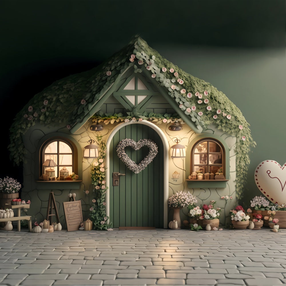 Valentines Photo Backdrop Ideas Flower Covered Cottage Backdrop UK BRP1-136