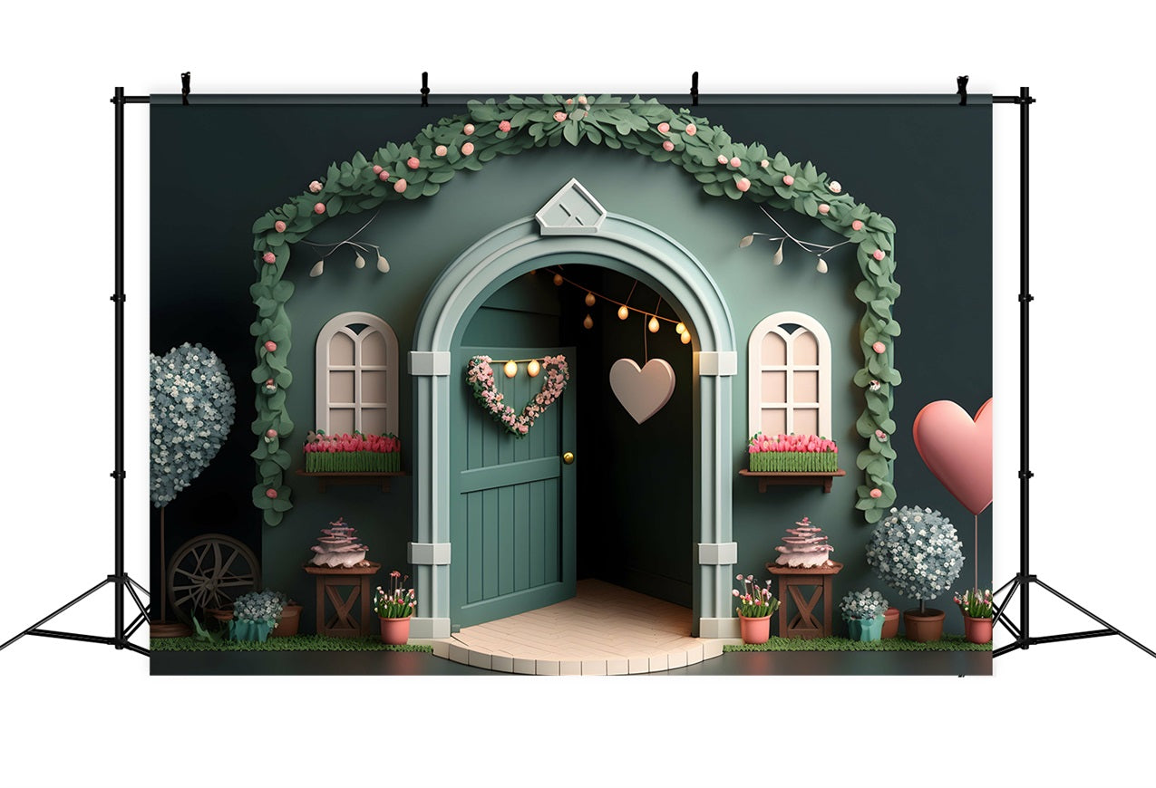 Photography Backdrops Valentine's Day Archway Heart Floral Backdrop UK BRP1-137