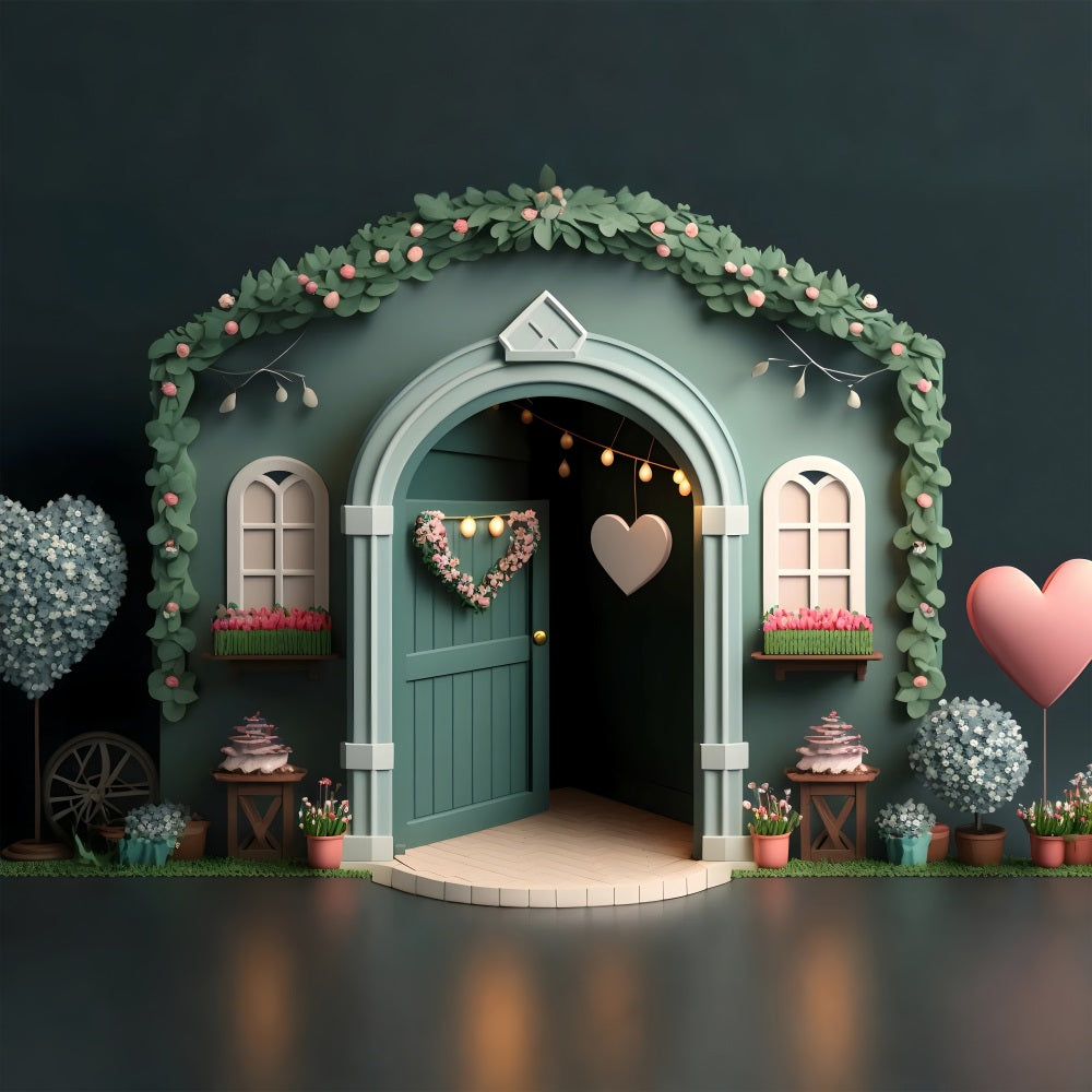 Photography Backdrops Valentine's Day Archway Heart Floral Backdrop UK BRP1-137