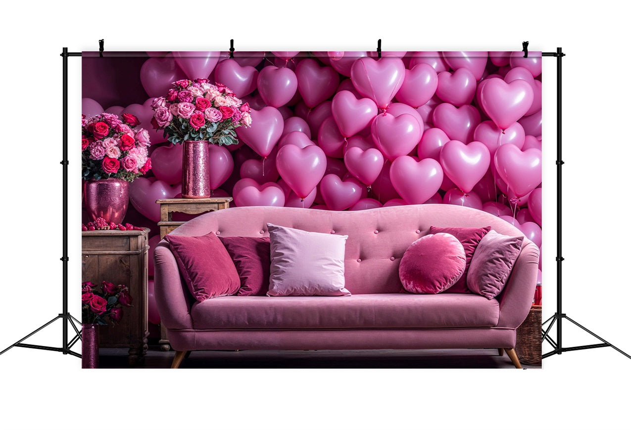 Valentines Backdrop Ideas Love Couch Heart Balloons Backdrop UK BRP1-142