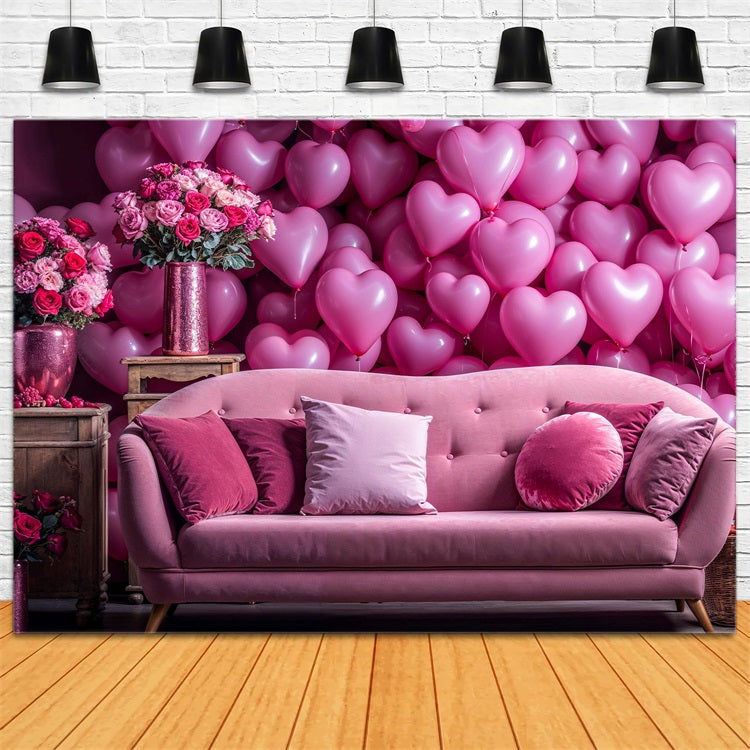 Valentines Backdrop Ideas Love Couch Heart Balloons Backdrop UK BRP1-142