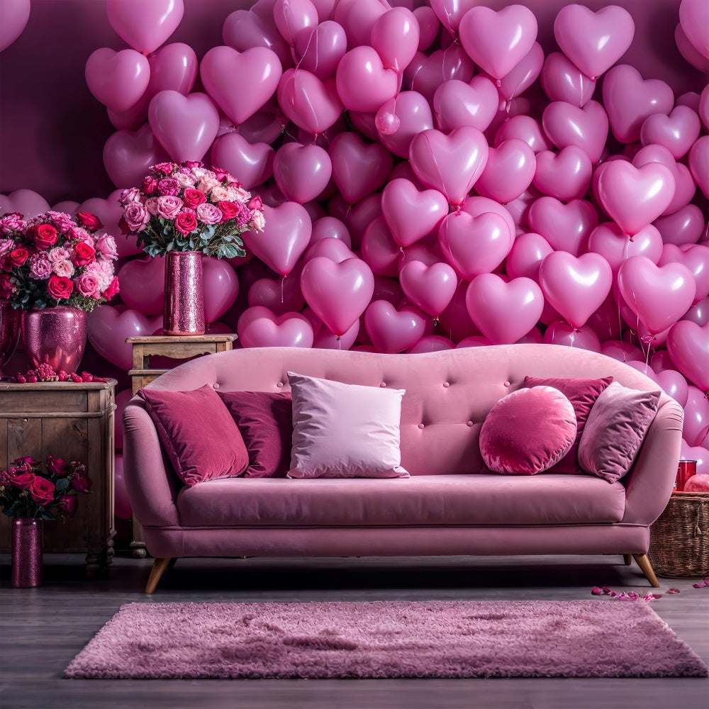 Valentines Backdrop Ideas Love Couch Heart Balloons Backdrop UK BRP1-142