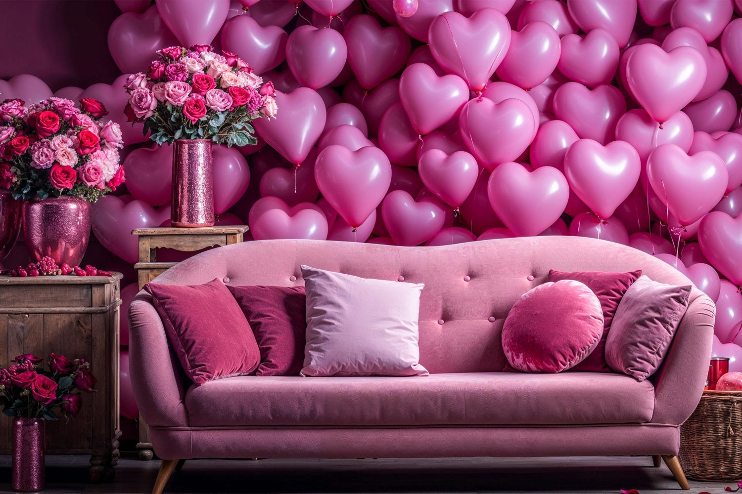 Valentines Backdrop Ideas Love Couch Heart Balloons Backdrop UK BRP1-142