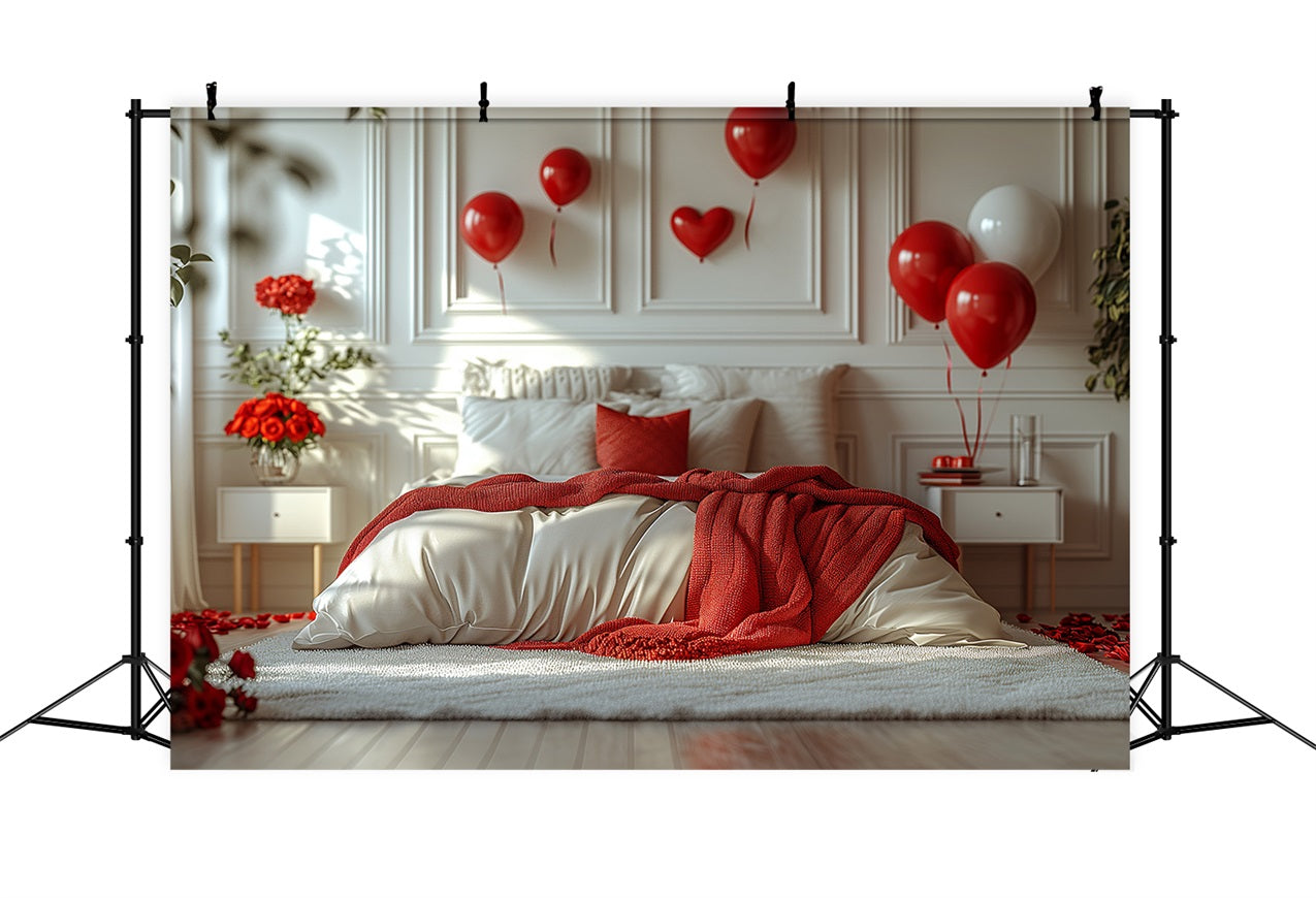 Photography Valentines Backdrops Bedroom Roses Balloons Backdrop UK BRP1-143