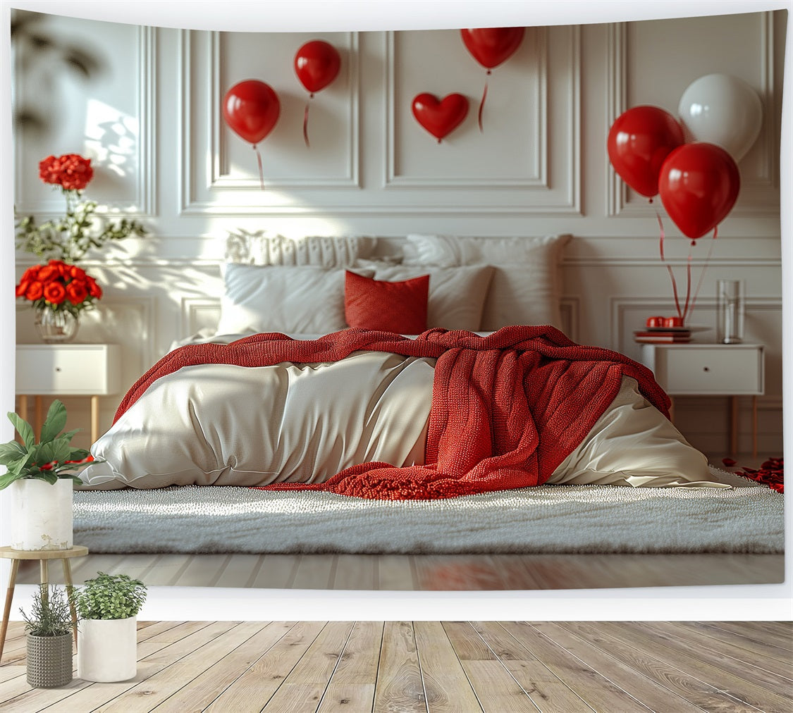 Photography Valentines Backdrops Bedroom Roses Balloons Backdrop UK BRP1-143