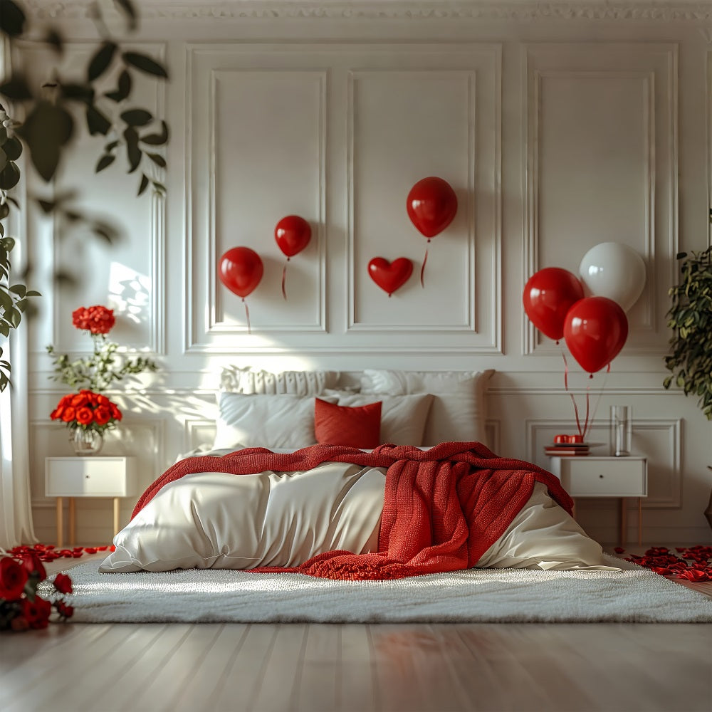 Photography Valentines Backdrops Bedroom Roses Balloons Backdrop UK BRP1-143