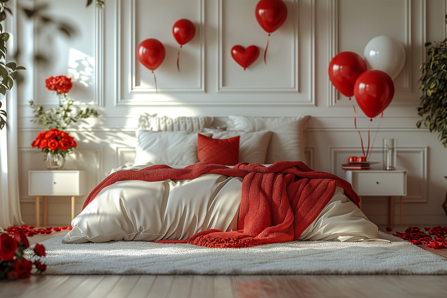 Photography Valentines Backdrops Bedroom Roses Balloons Backdrop UK BRP1-143